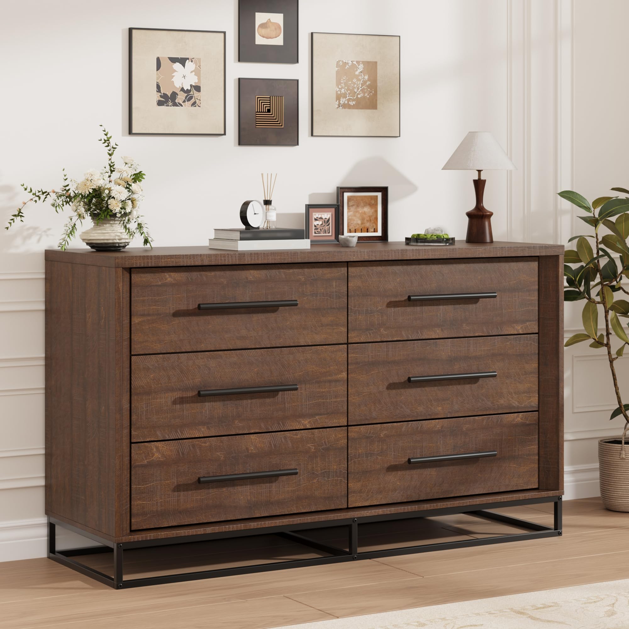 Bedroom Furniture - 6 Drawer Dresser for Bedroom, Wide
