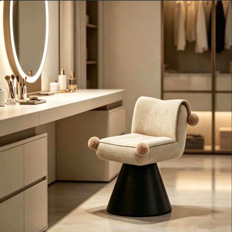 Bedroom Furniture - Modern Rotatable Vanity Chair with Backrest