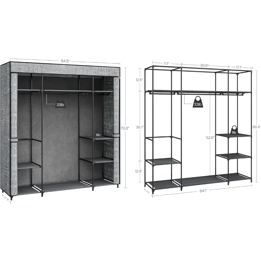 Wardrobe Closet Portable Fabric Cover - &Closet Wardrobe, 64.5-inch Portable Closet For