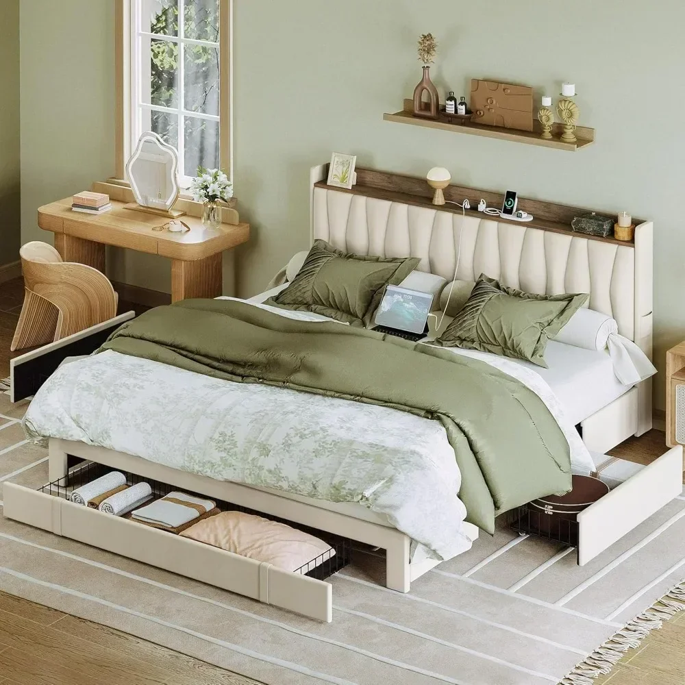 King Size Bed Frame With Storage Drawers - &King Size Bed Frame With Storage