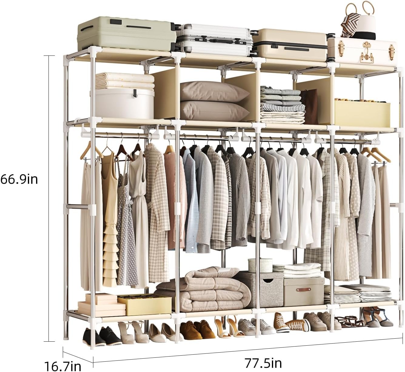 79 Inch Extra Wide Walk-in Sty - Wardrobe Closet Portable Fabric Cover ulasan dan harga