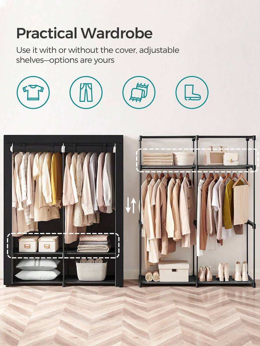 Closet Wardrobe, Portable Clos - Wardrobe Closet Portable Fabric Cover ulasan dan harga