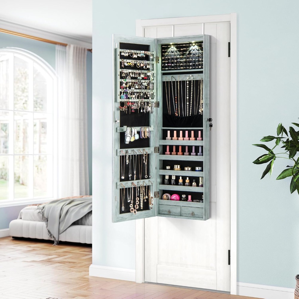 Wall or Door Mounted Jewelry A - Full Length Mirror Jewelry Armoire ulasan dan harga
