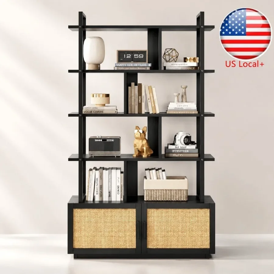 5-Tier Rattan Bookshelf with S - Storage ulasan dan harga