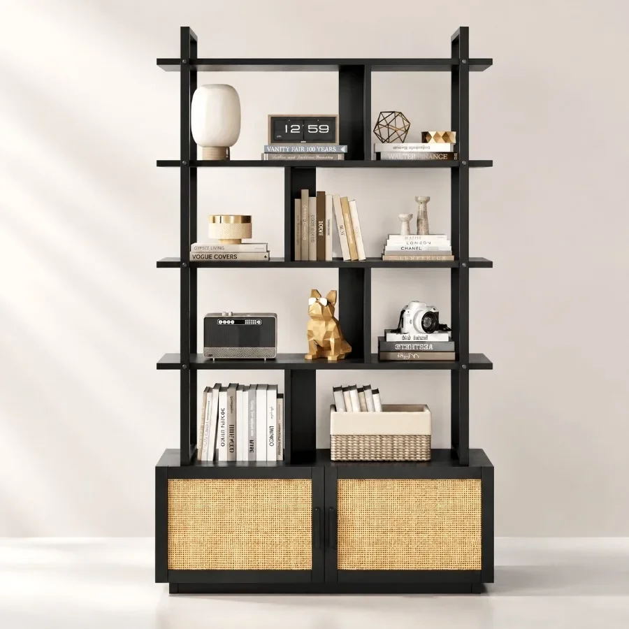 5-Tier Rattan Bookshelf with S - Storage ulasan dan harga