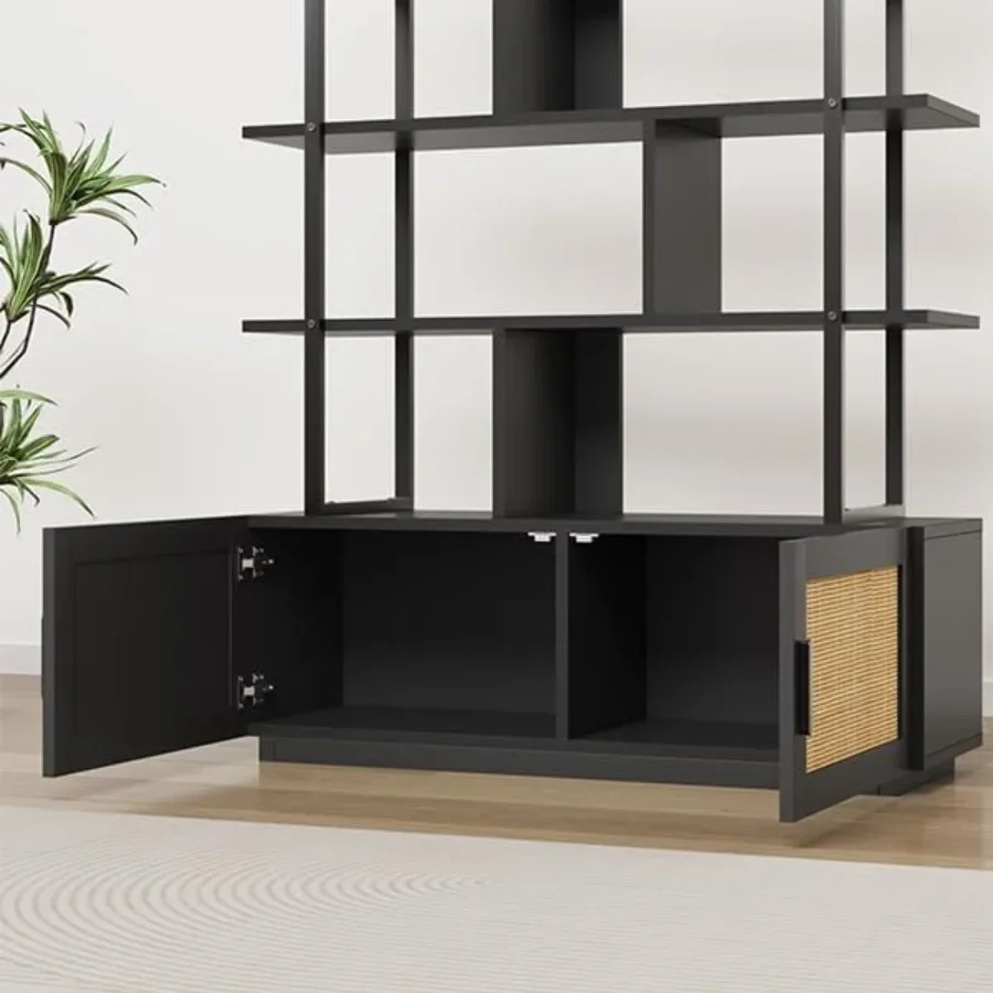 5-Tier Rattan Bookshelf with S - Storage ulasan dan harga