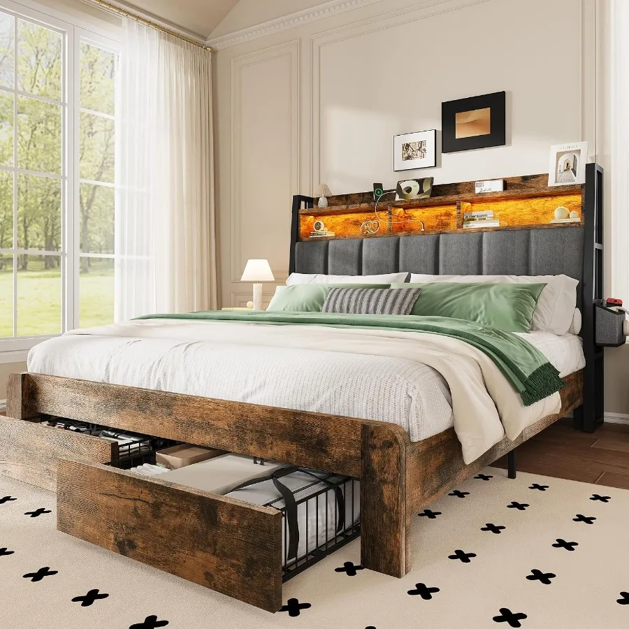 King Size Bed Frame with 2 Sto - King Size Bed Frame With Storage Drawers ulasan dan harga
