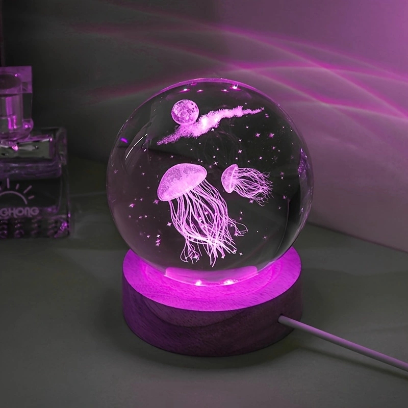 3D Jellyfish Laser engraved cr - Floating Nightstand With Led Light ulasan dan harga