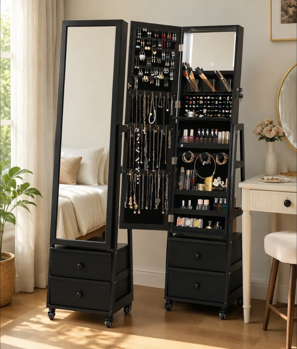 Lockable Standing Jewelry Armo - Full Length Mirror Jewelry Armoire ulasan dan harga