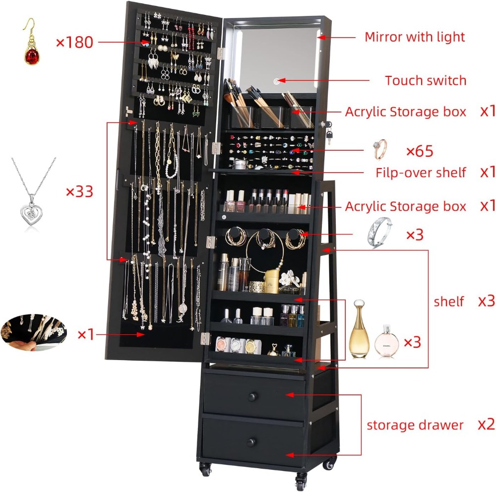Lockable Standing Jewelry Armo - Full Length Mirror Jewelry Armoire ulasan dan harga