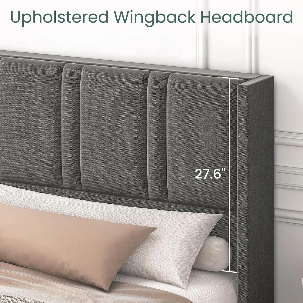 King Size Linen Upholstered Pl - King Size Bed Frame With Storage Drawers ulasan dan harga