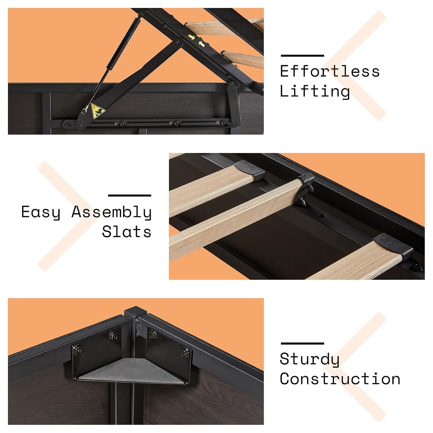 Lift Up Storage Bed Frame, Dar - Gas Lift Storage Bed Hydraulic ulasan dan harga
