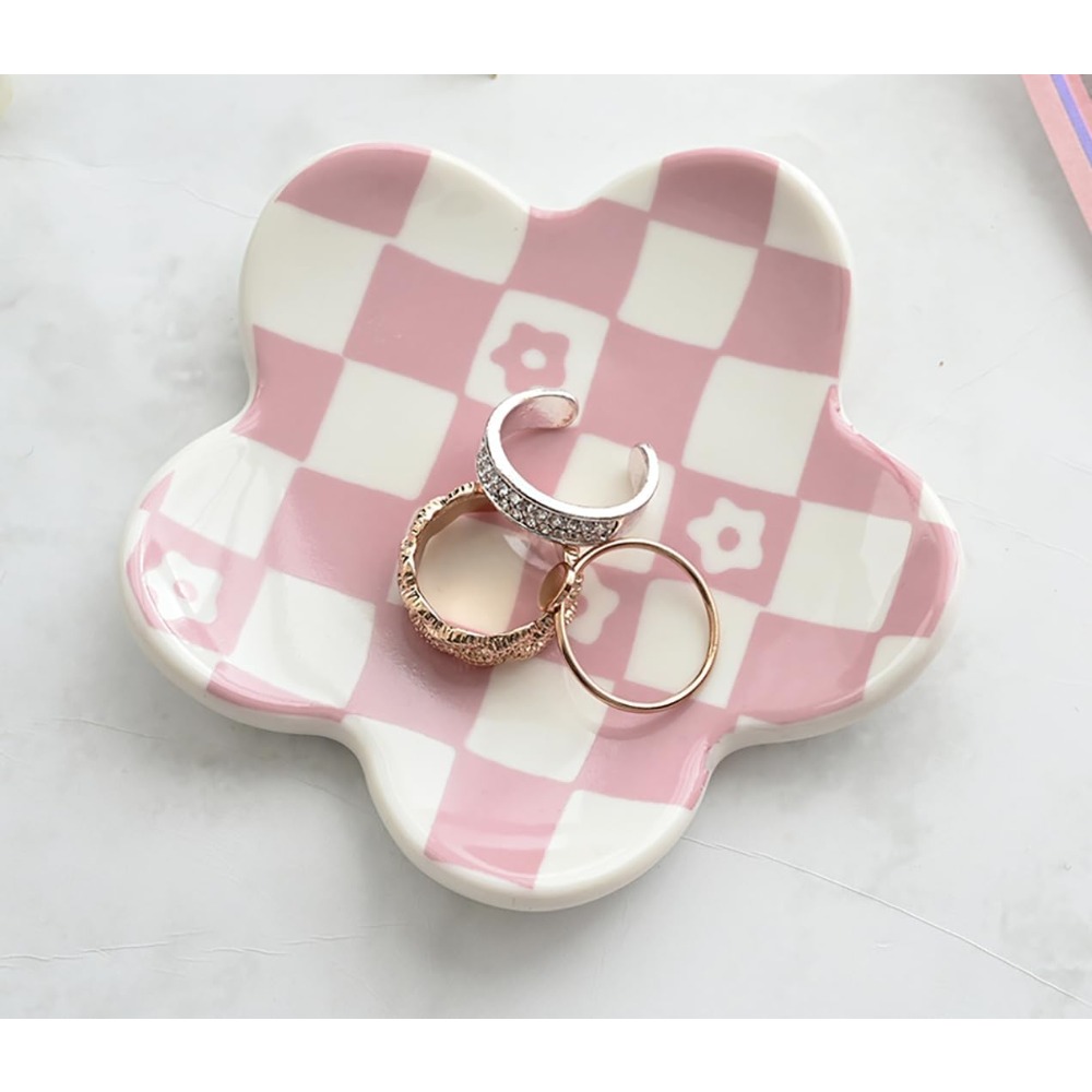 Ceramic Checkered Jewelry Tray - Bedroom Furniture ulasan dan harga