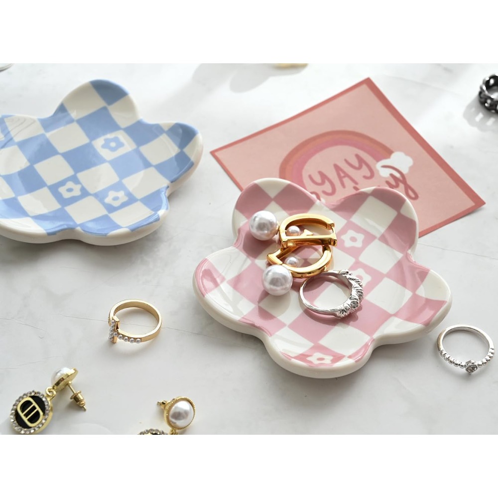 Ceramic Checkered Jewelry Tray - Bedroom Furniture ulasan dan harga