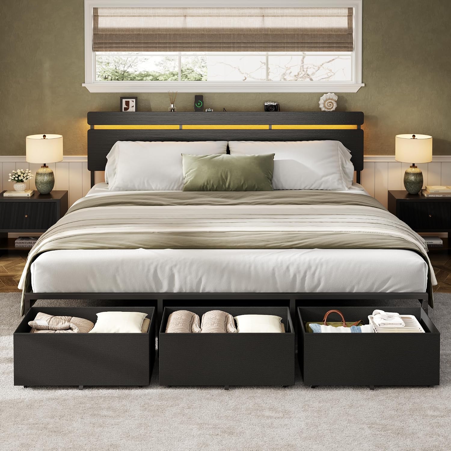 Forestell King Size Bed Frame  - King Size Bed Frame With Storage Drawers ulasan dan harga
