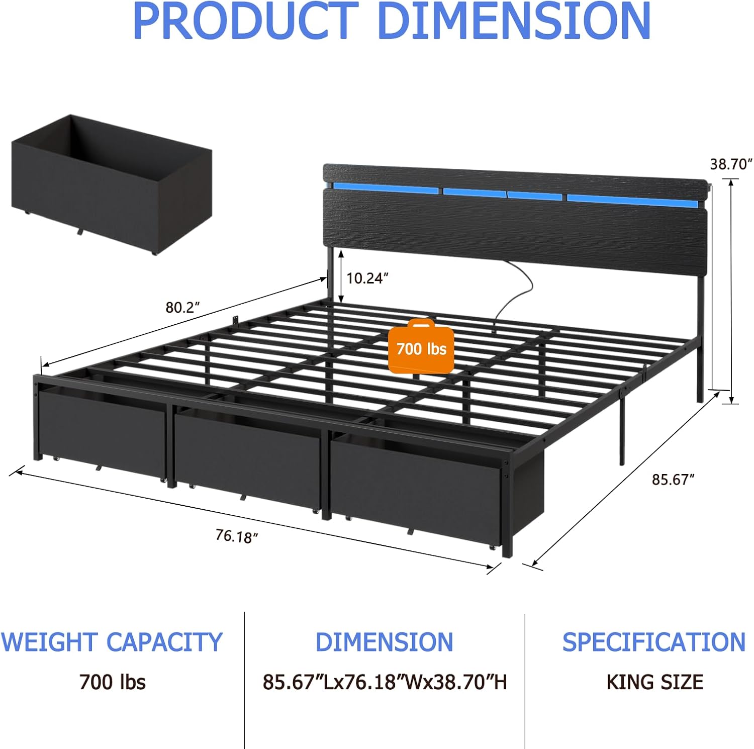 Forestell King Size Bed Frame  - King Size Bed Frame With Storage Drawers ulasan dan harga