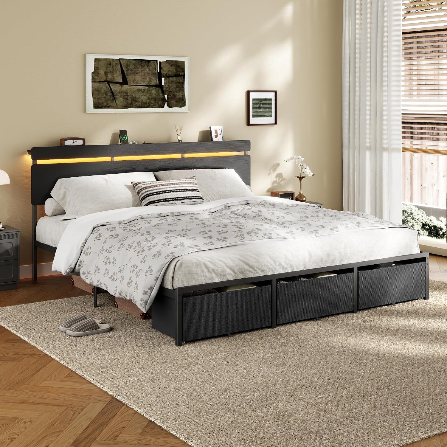 Forestell King Size Bed Frame  - King Size Bed Frame With Storage Drawers ulasan dan harga