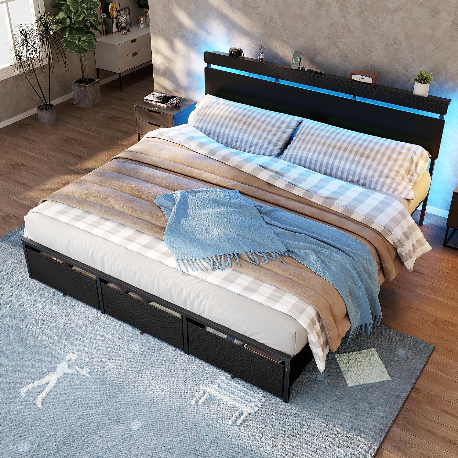 Forestell King Size Bed Frame  - King Size Bed Frame With Storage Drawers ulasan dan harga