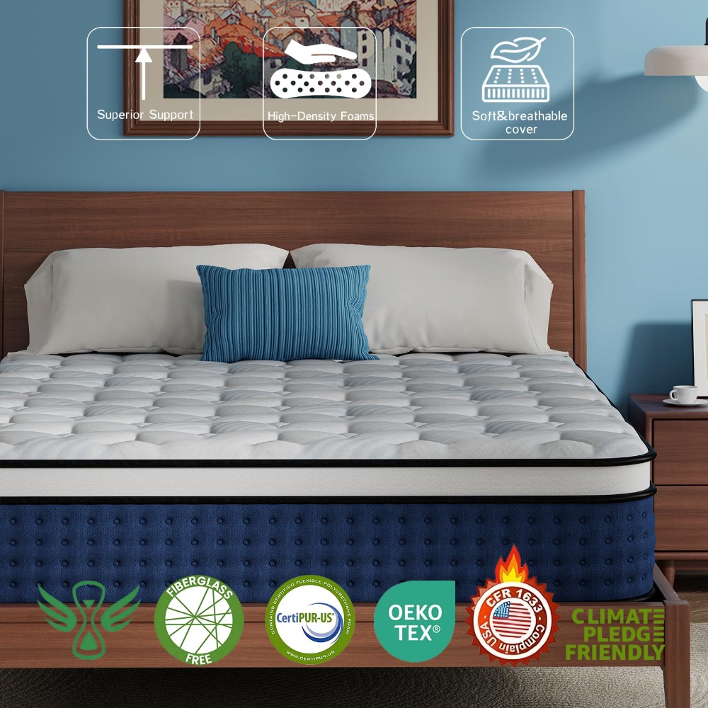 Queen Mattress, 12 Inch Hybrid - Memory Foam Mattress In A Box Queen ulasan dan harga