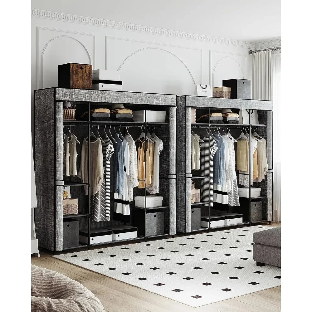 &Closet Wardrobe, 64.5-inch Po - Wardrobe Closet Portable Fabric Cover ulasan dan harga
