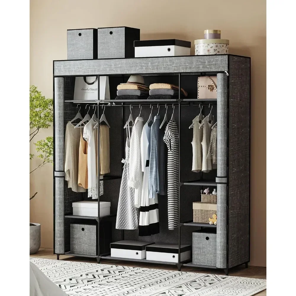 &Closet Wardrobe, 64.5-inch Po - Wardrobe Closet Portable Fabric Cover ulasan dan harga