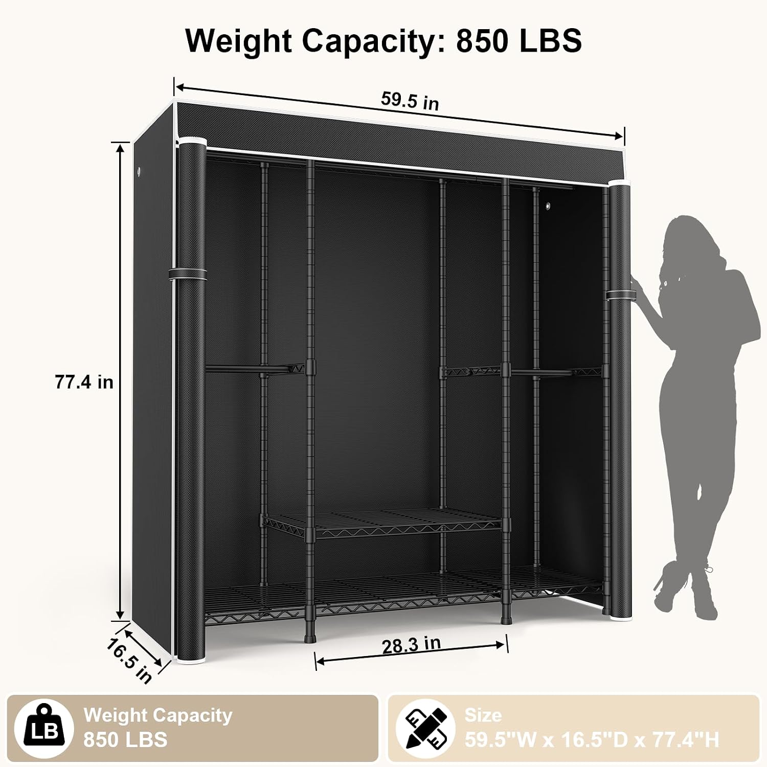 E3C Heavy Duty Portable Closet - Wardrobe Closet Portable Fabric Cover ulasan dan harga