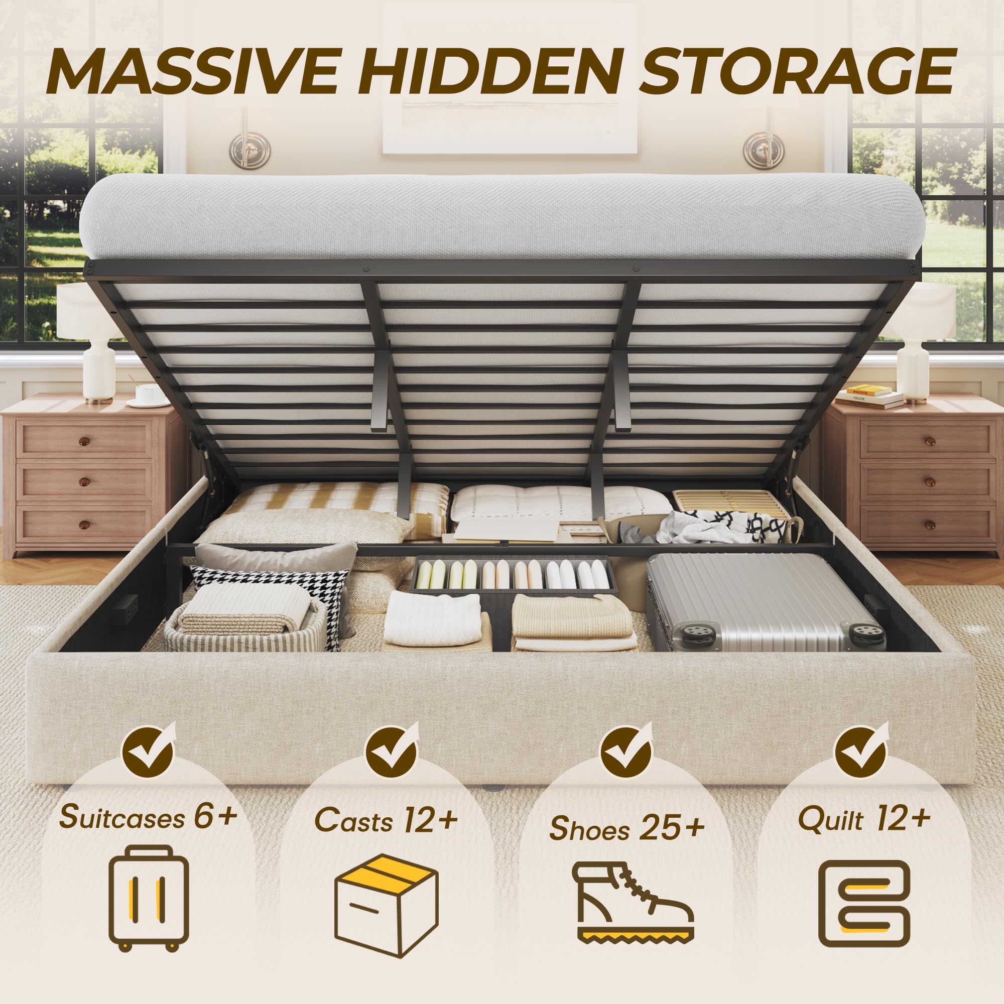 HIT King Size Lift Up Storage  - Gas Lift Storage Bed Hydraulic ulasan dan harga