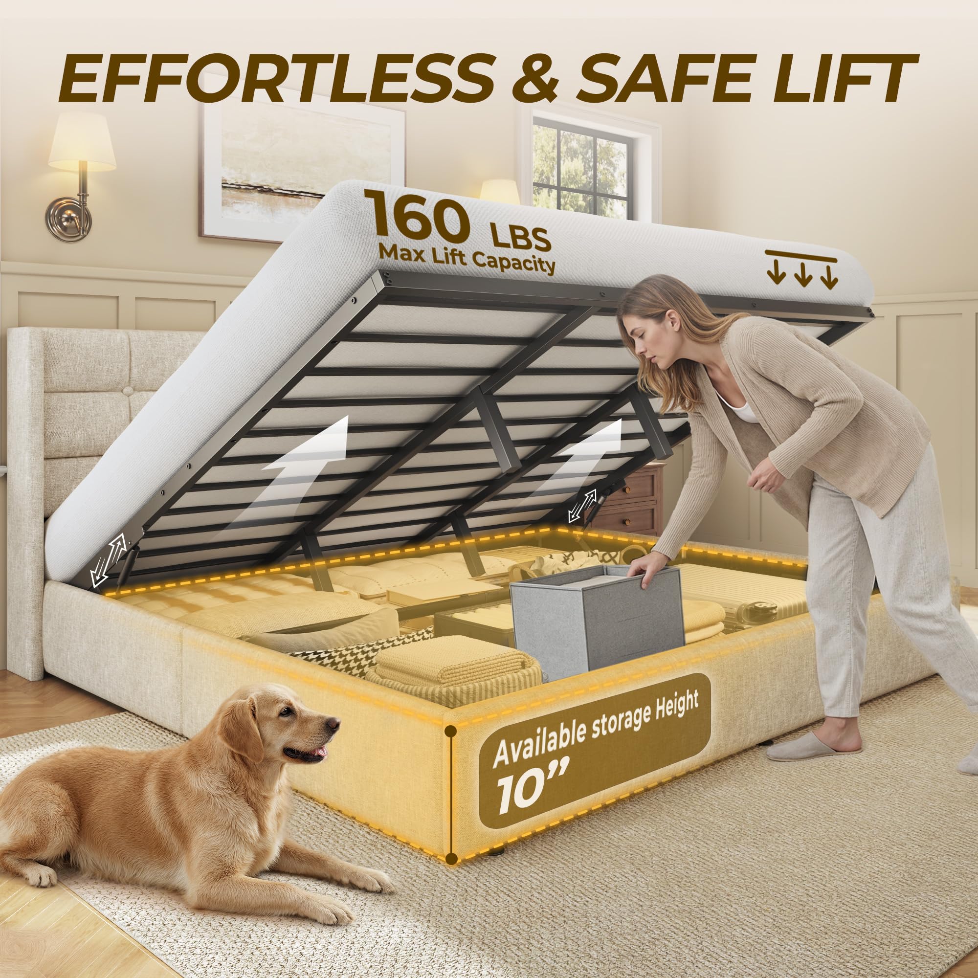 HIT King Size Lift Up Storage  - Gas Lift Storage Bed Hydraulic ulasan dan harga