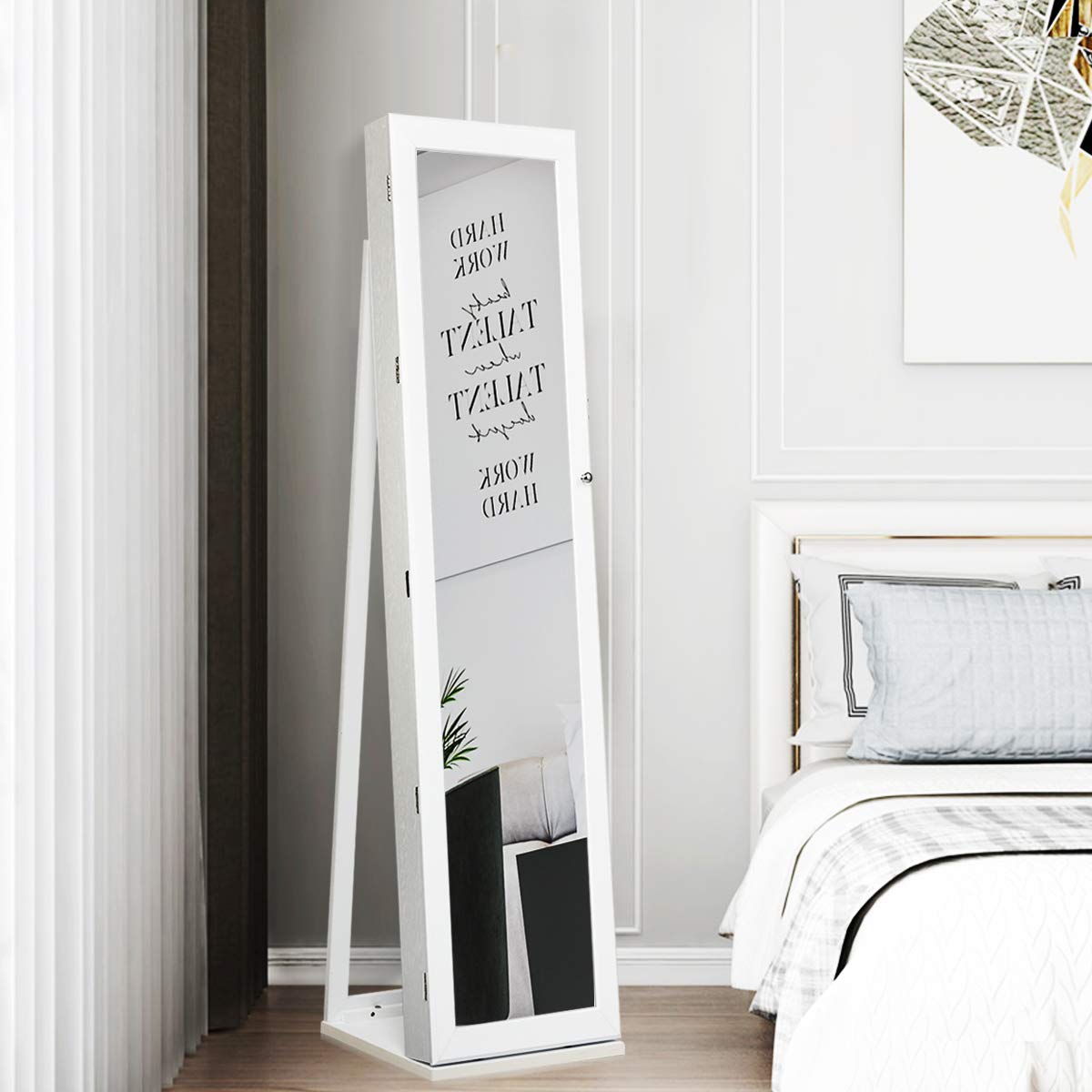 Standing Jewelry Armoire with  - Full Length Mirror Jewelry Armoire ulasan dan harga