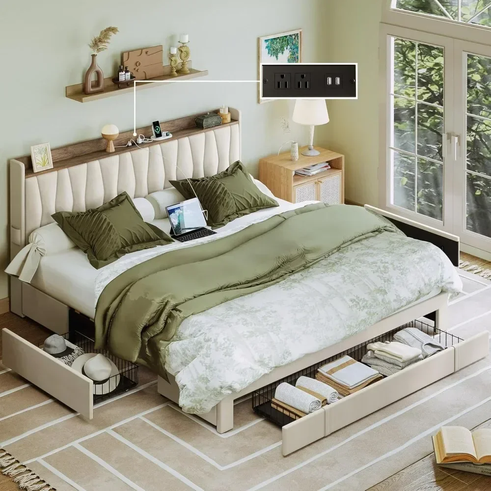 &King Size Bed Frame With Stor - King Size Bed Frame With Storage Drawers ulasan dan harga